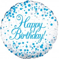 Sparkling Fizz Blue Happy Birthday Balloon 